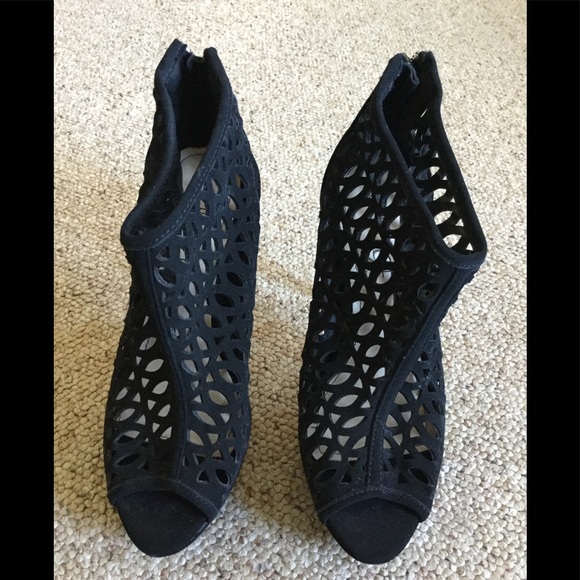 suede peep toe ankle boots